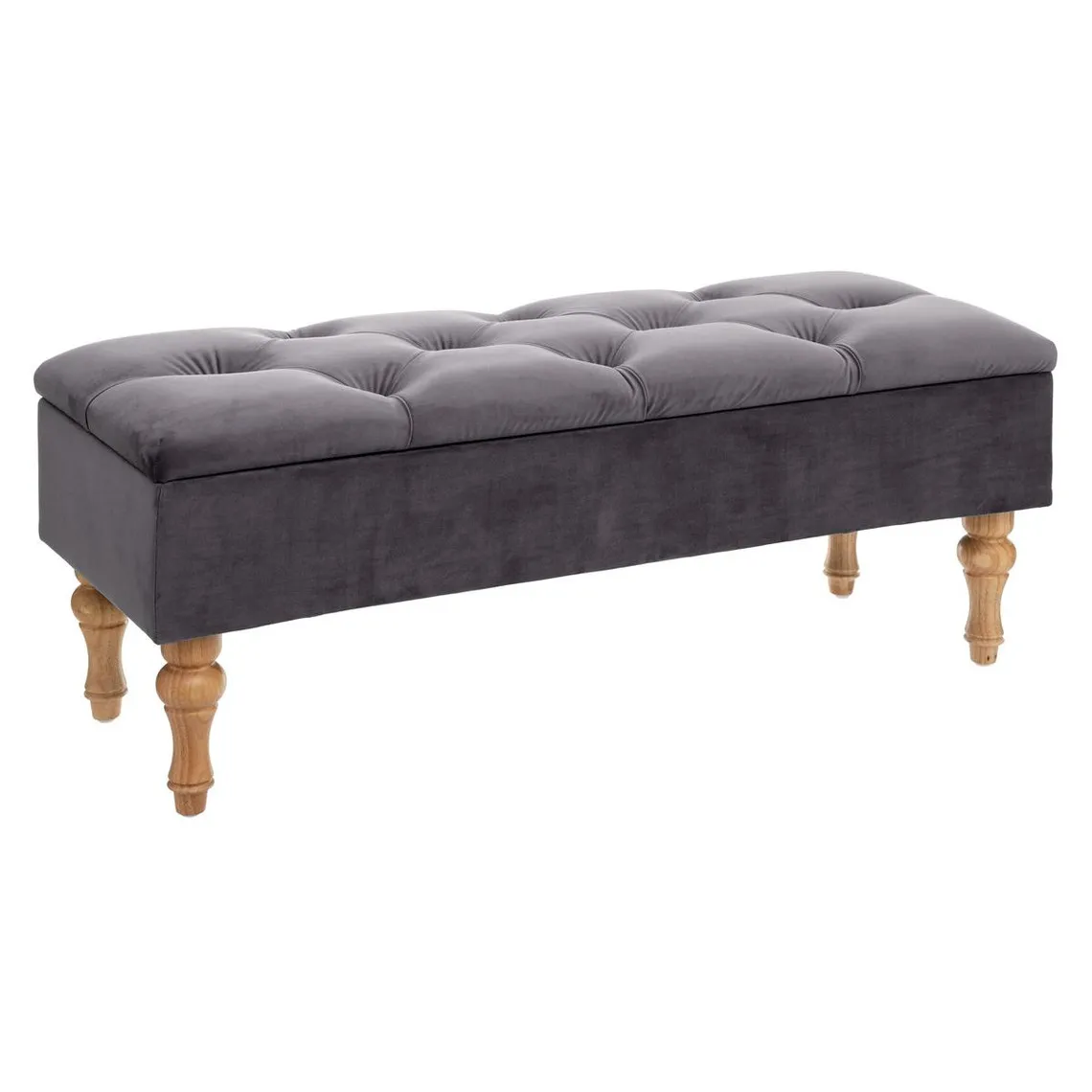 Banc Coffre Velours Gris Hiver | 3 Suisses