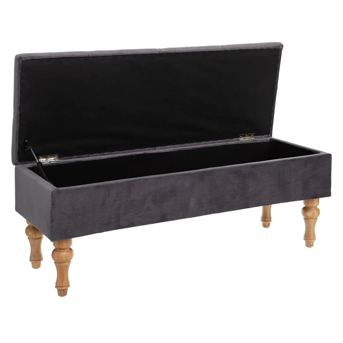 Banc Coffre Velours Gris Hiver | 3 Suisses