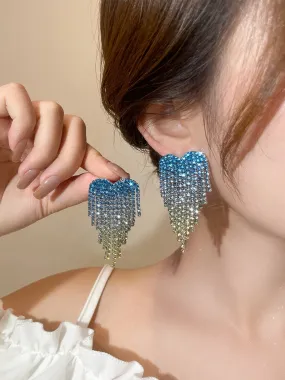 Boucles d'oreilles dégradé de couleur avec cœurs en diamant