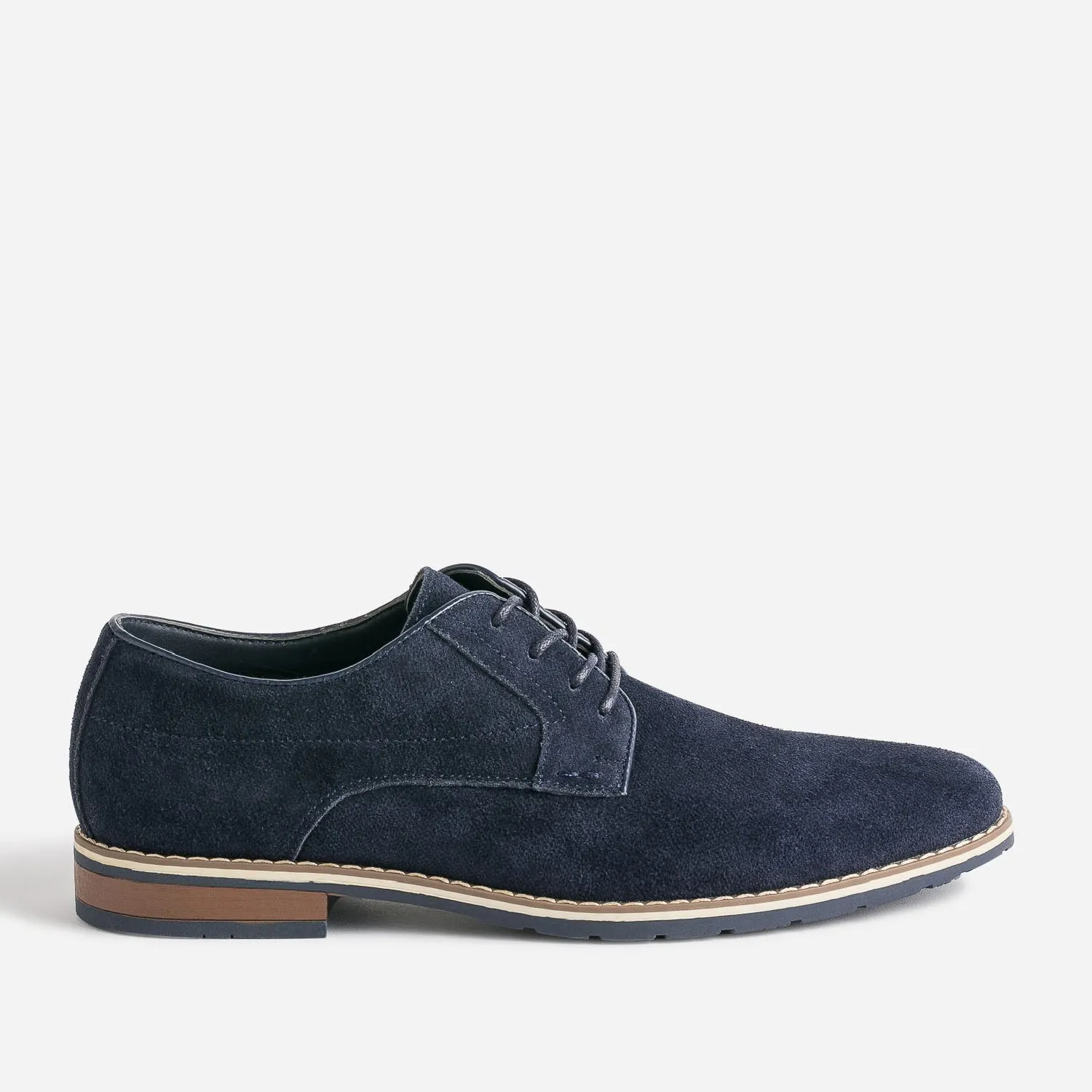 Derby marine en cuir velours embossé - Chaussures de ville Homme | ERAM