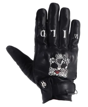 Gants Helstons Skull été cuir noir, gant moto tête de mort, biker