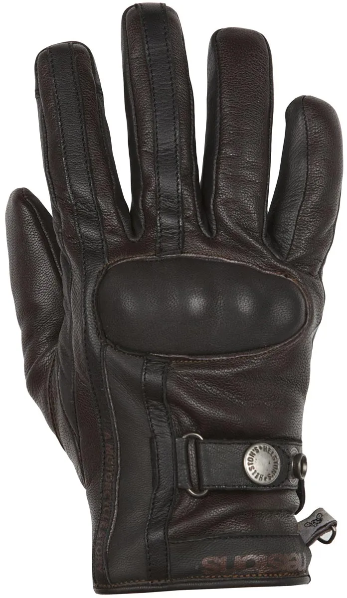 Gants Helstons Tinta hiver cuir marron noir, moto vintage