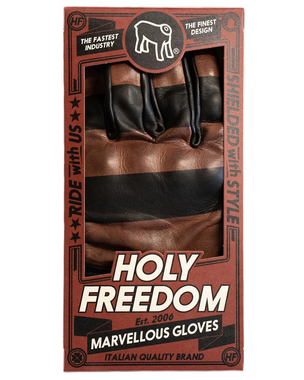 Gants Holyfreedom Dalton marron, gant moto custom noir et gris