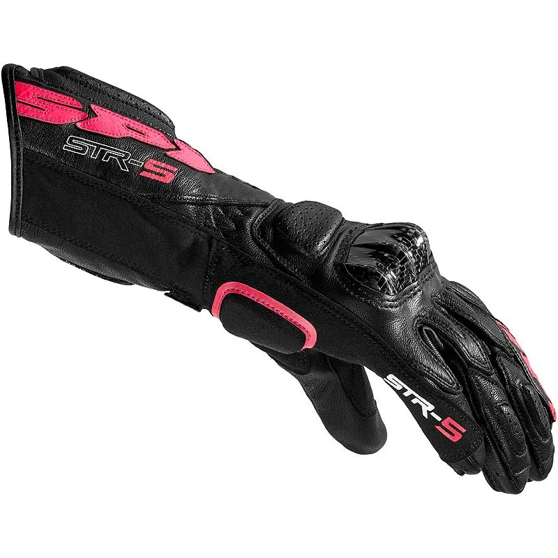 Gants STR-5 LADY SPIDI Noir/Rose - MAXXESS.FR, Gants moto racing