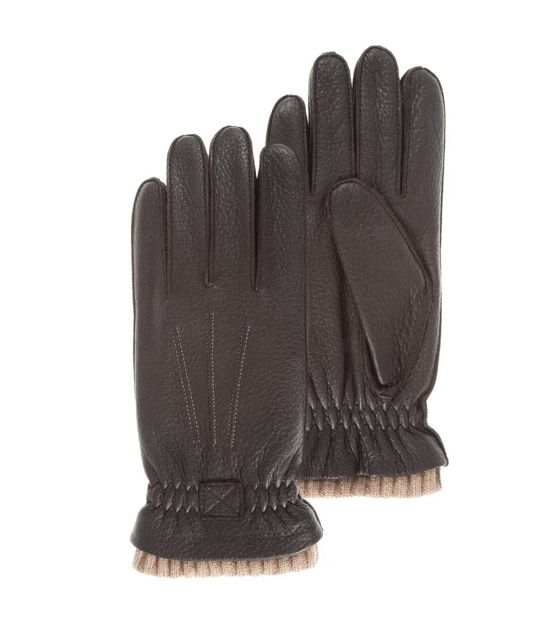 Isotoner Gants homme cuir de cerf véritable - doublés cachemire et soie