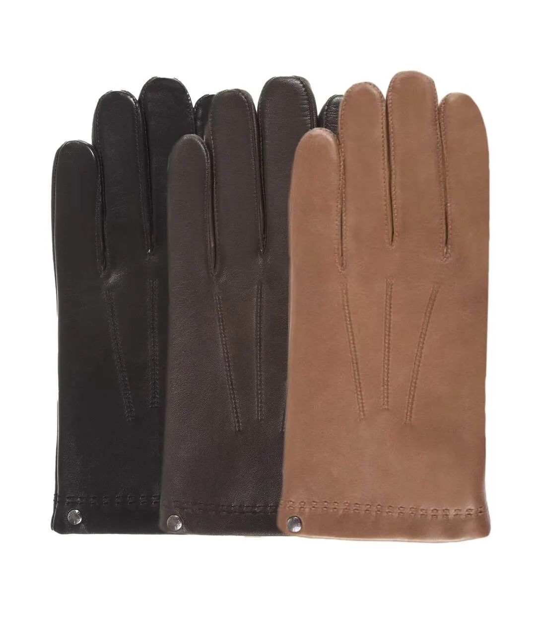 Isotoner Gants homme en cuir d'agneau pleine fleur, doublés cachemire et soie