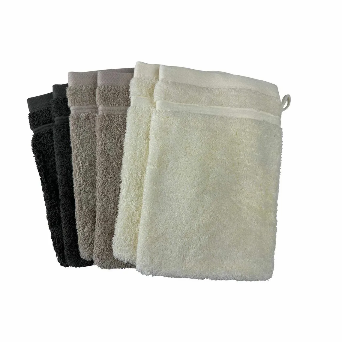 Lot de 6 gants de toilette COTON D'EGYPTE  en coton beige | 3 Suisses