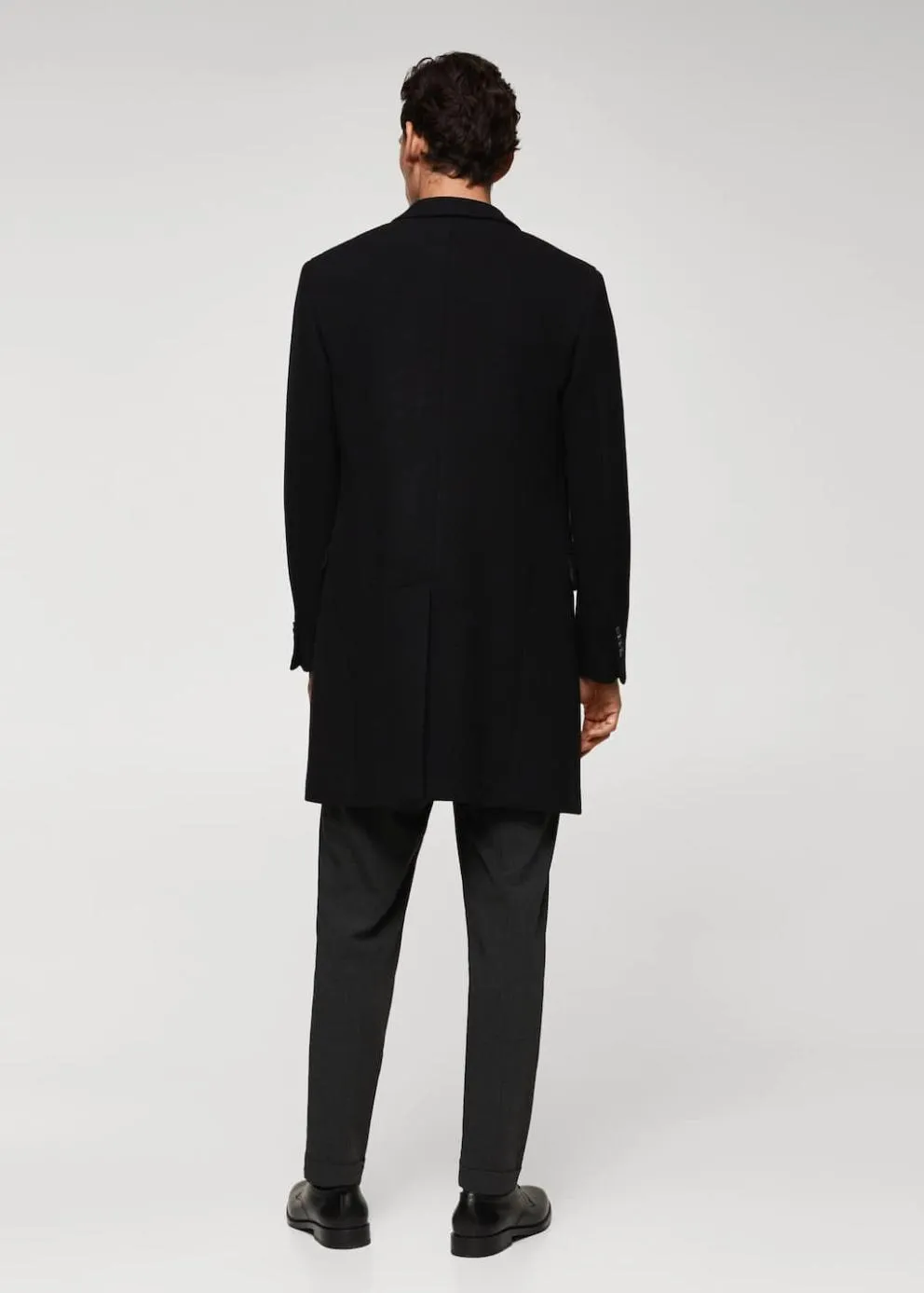 Manteaux | Homme MANGO Manteau Long Laine Recyclée Noir