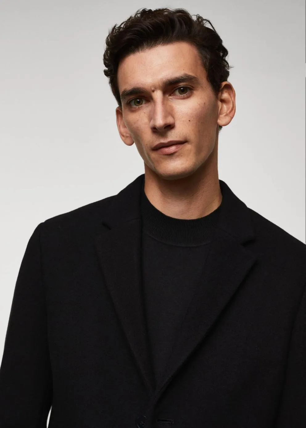 Manteaux | Homme MANGO Manteau Long Laine Recyclée Noir