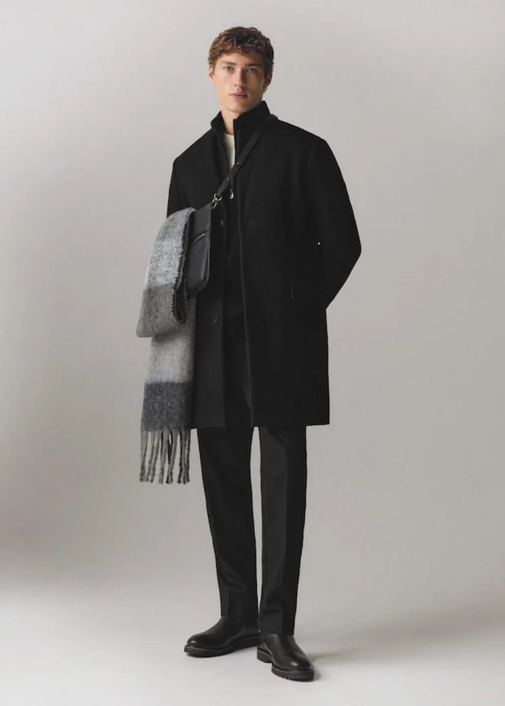 Manteaux | Homme MANGO Manteau Long Laine Recyclée Noir