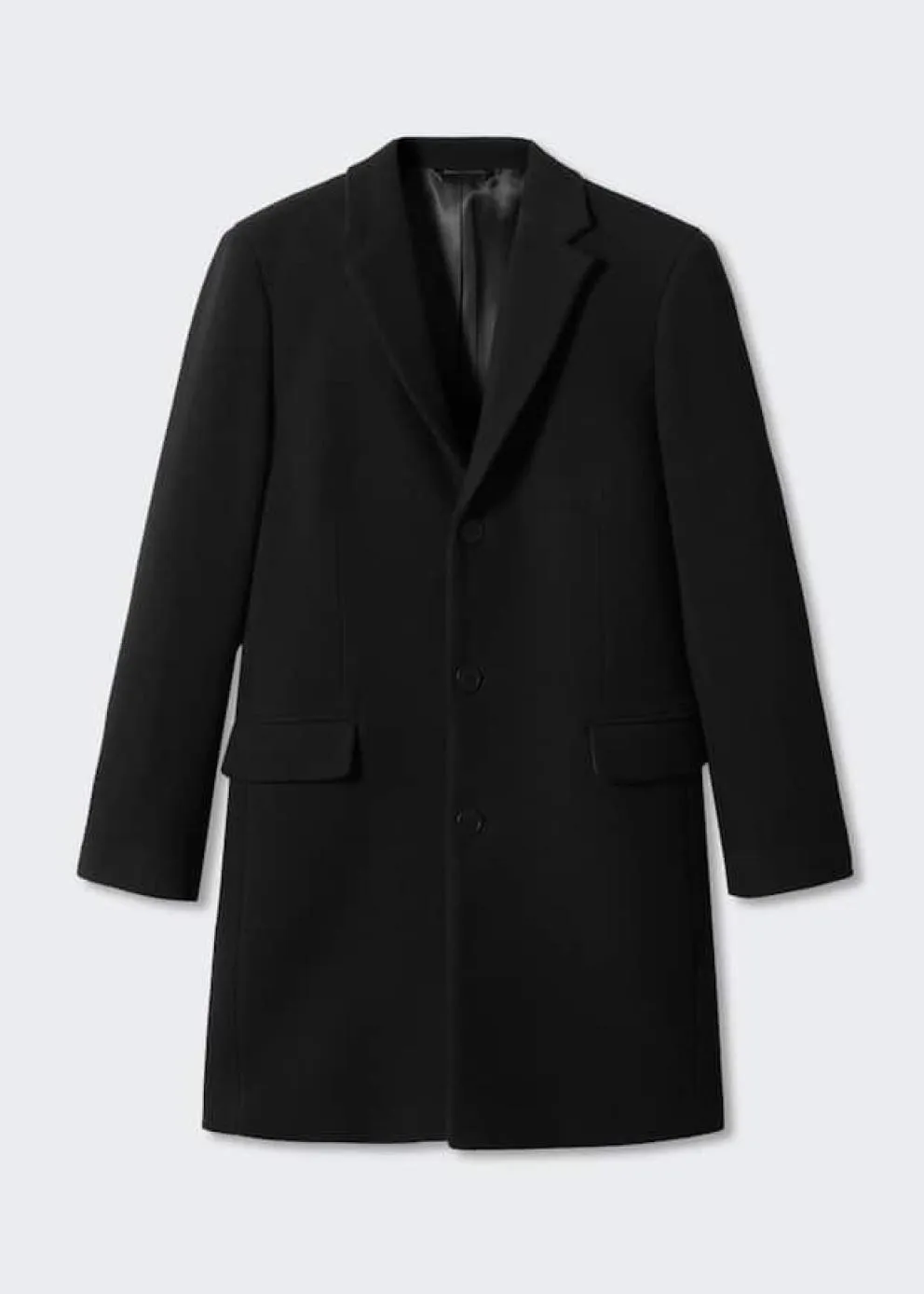 Manteaux | Homme MANGO Manteau Long Laine Recyclée Noir