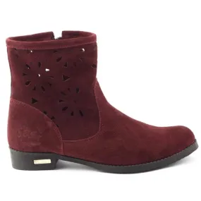 Olivier Confortables bottines ajourées bordeaux Alice rouge