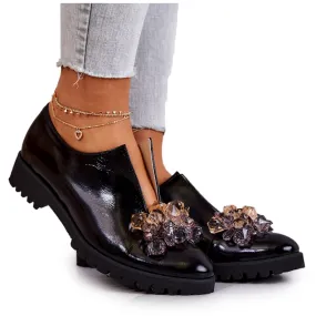 PA2 Chaussures en cuir élégantes avec décoration Cindy noire le noir