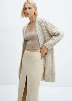 Pulls Et Cardigans | Femme MANGO Cardigan Lurex à Grosse Maille Écru