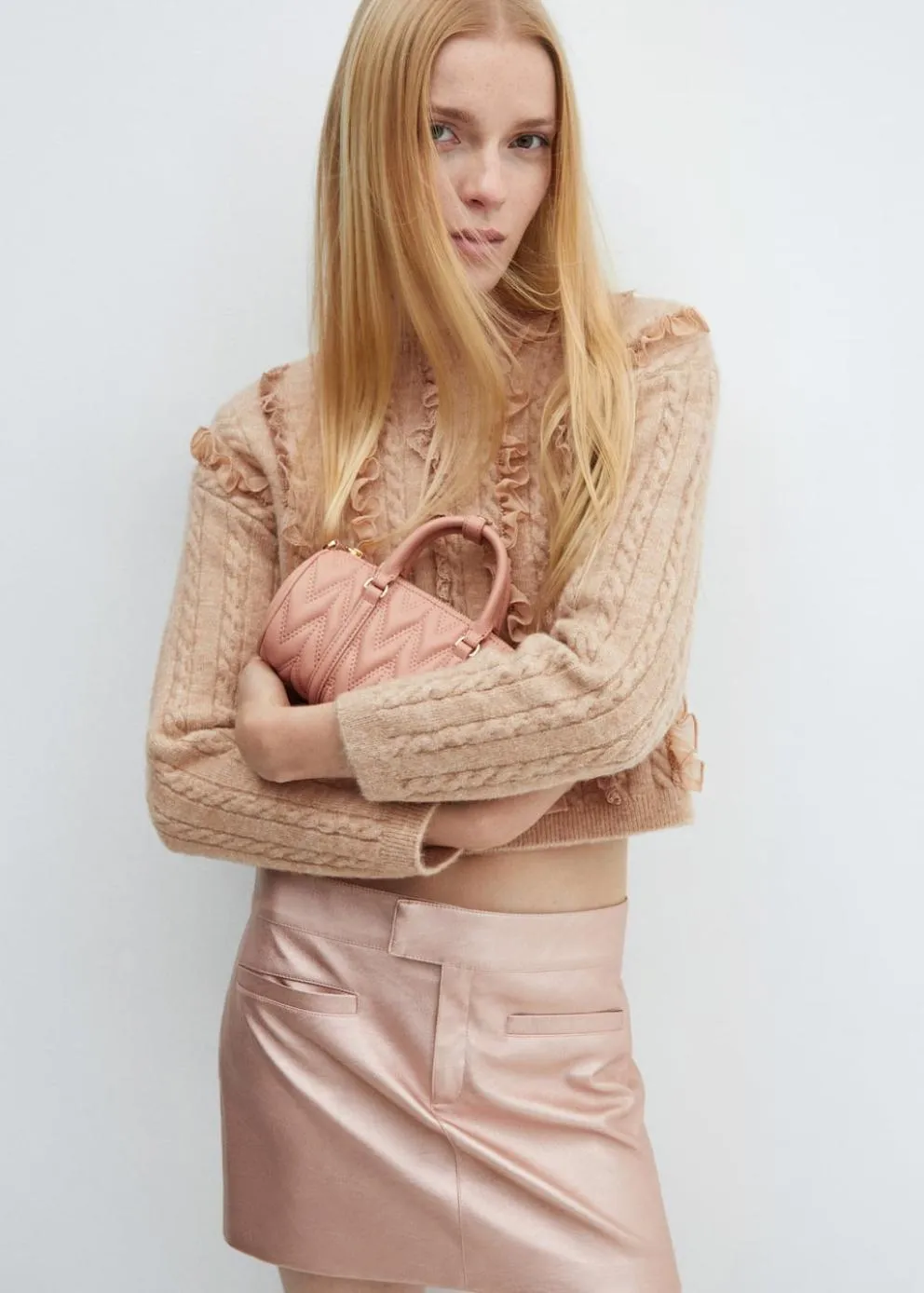 Pulls Et Cardigans | Femme MANGO Pull-over Crop Volants Rose