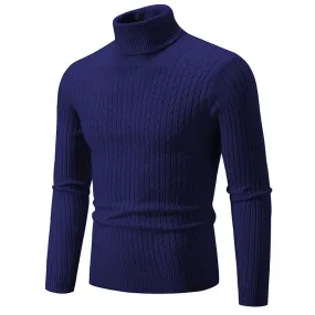 Pulls à col roulé pour hommes torsadé, Slim Fit, Chaud, Casual