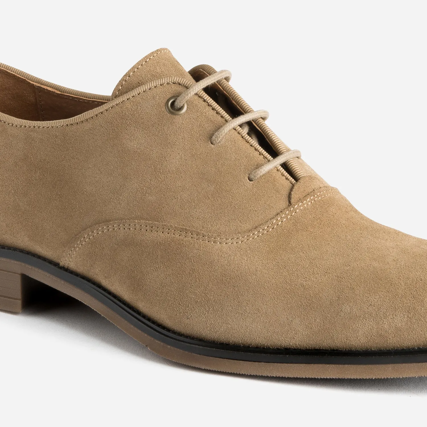 Richelieu beige en cuir velours - Chaussures de ville Homme | ERAM