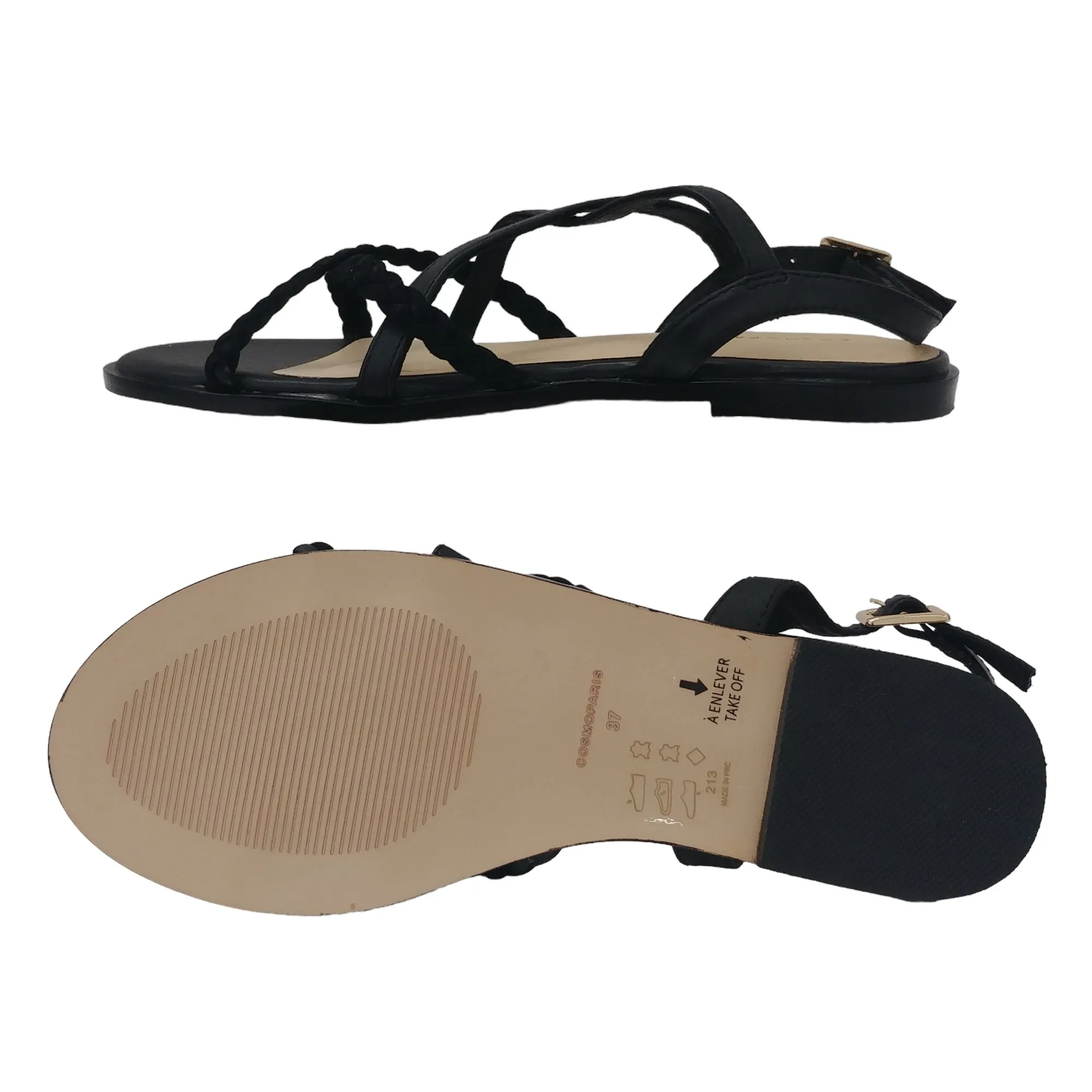 Sandales neuves Cosmoparis Hijia P 37 en cuir noir