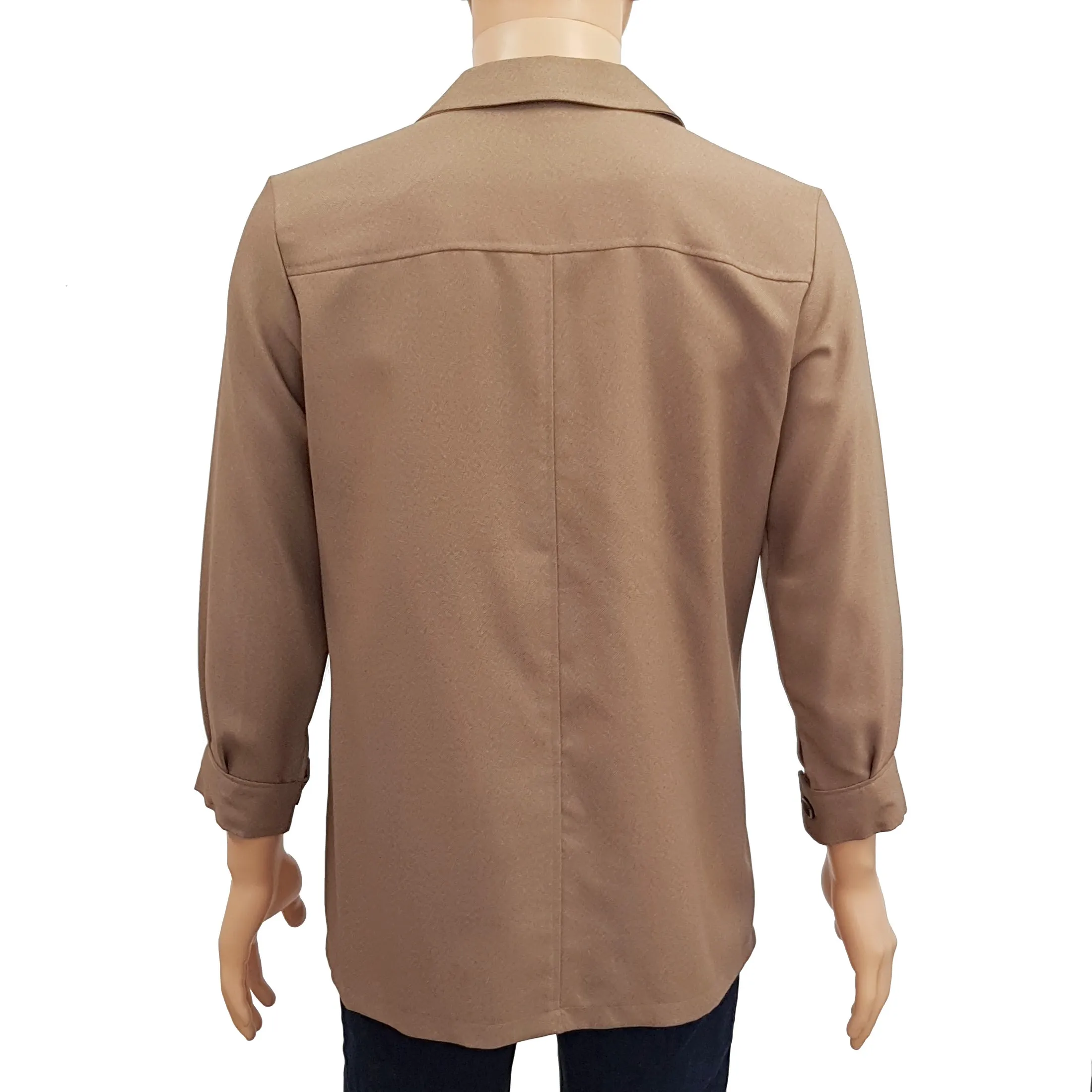 Veste chemise vintage T L  beige marron unisexe