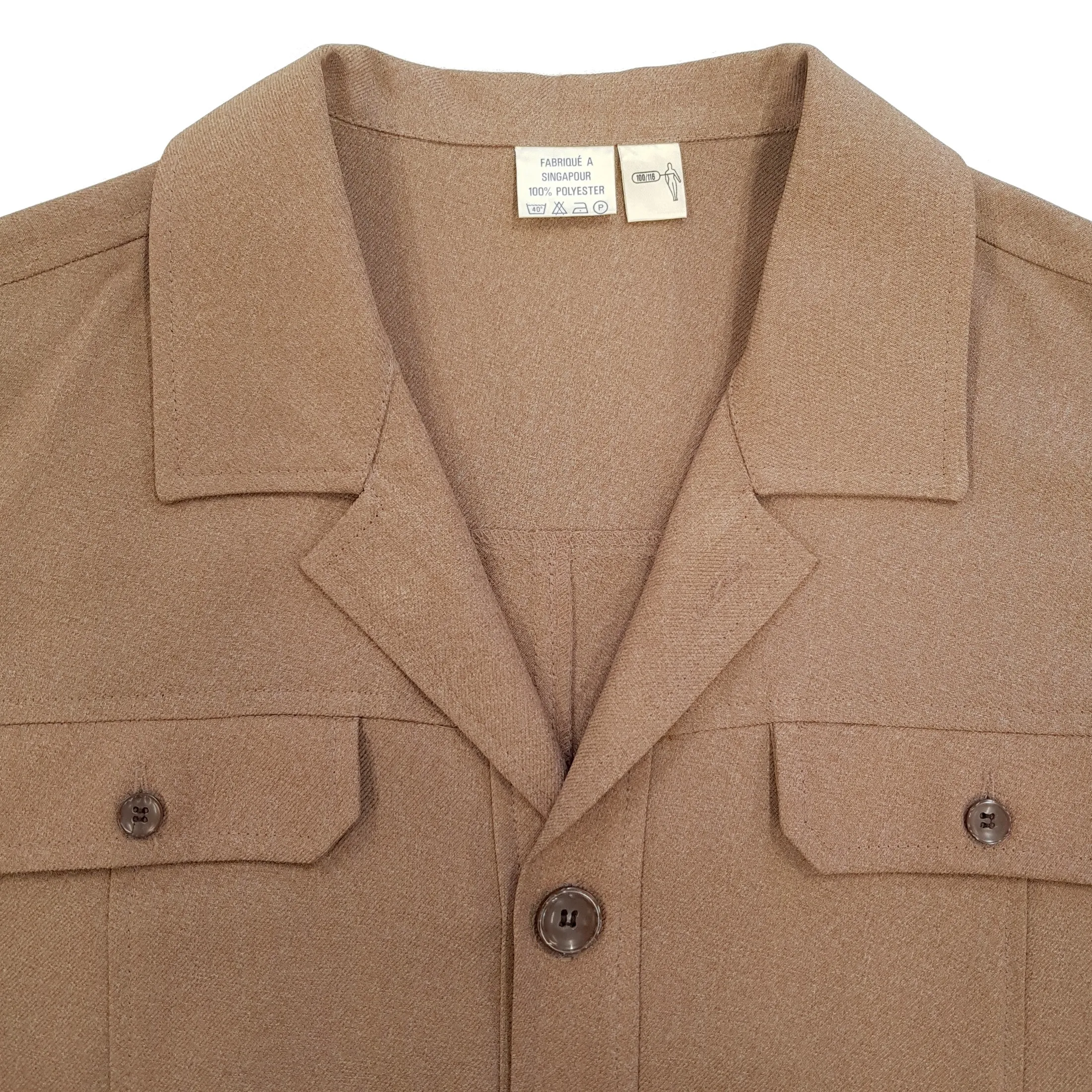 Veste chemise vintage T L  beige marron unisexe