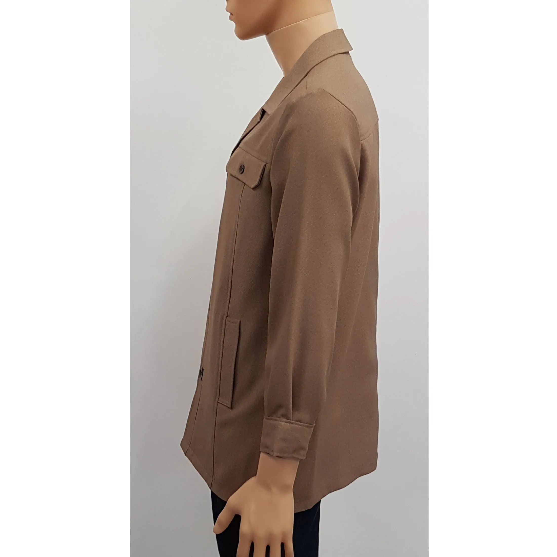 Veste chemise vintage T L  beige marron unisexe