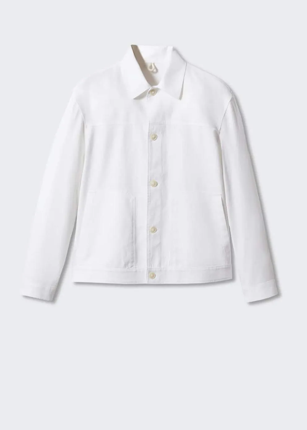 Vestes Et Surchemises | Homme MANGO Veste Coton Et Lin à Poches Blanc