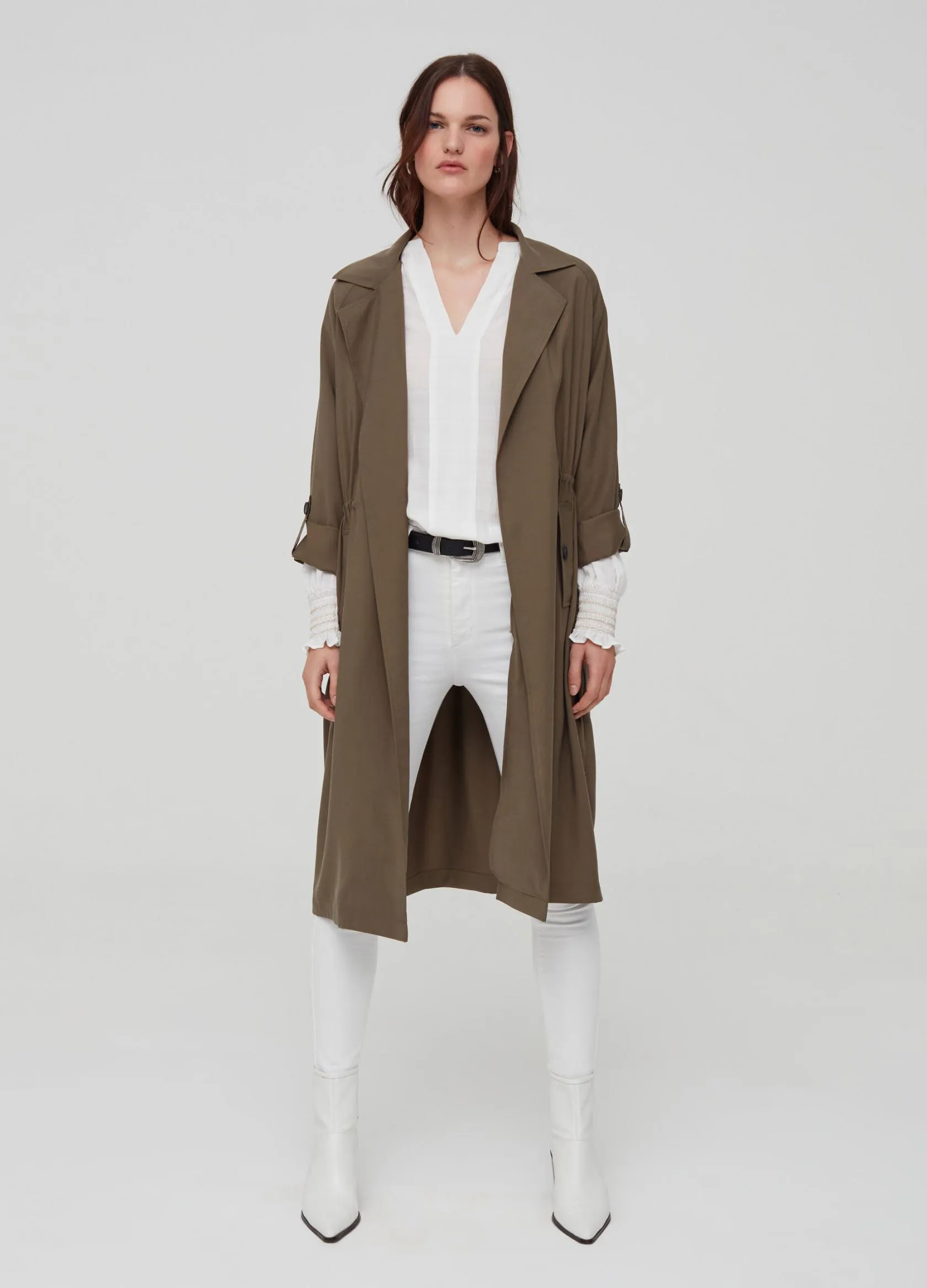 Vestes Femme | Trench coat with lapels and pockets Vert mousse | OVS