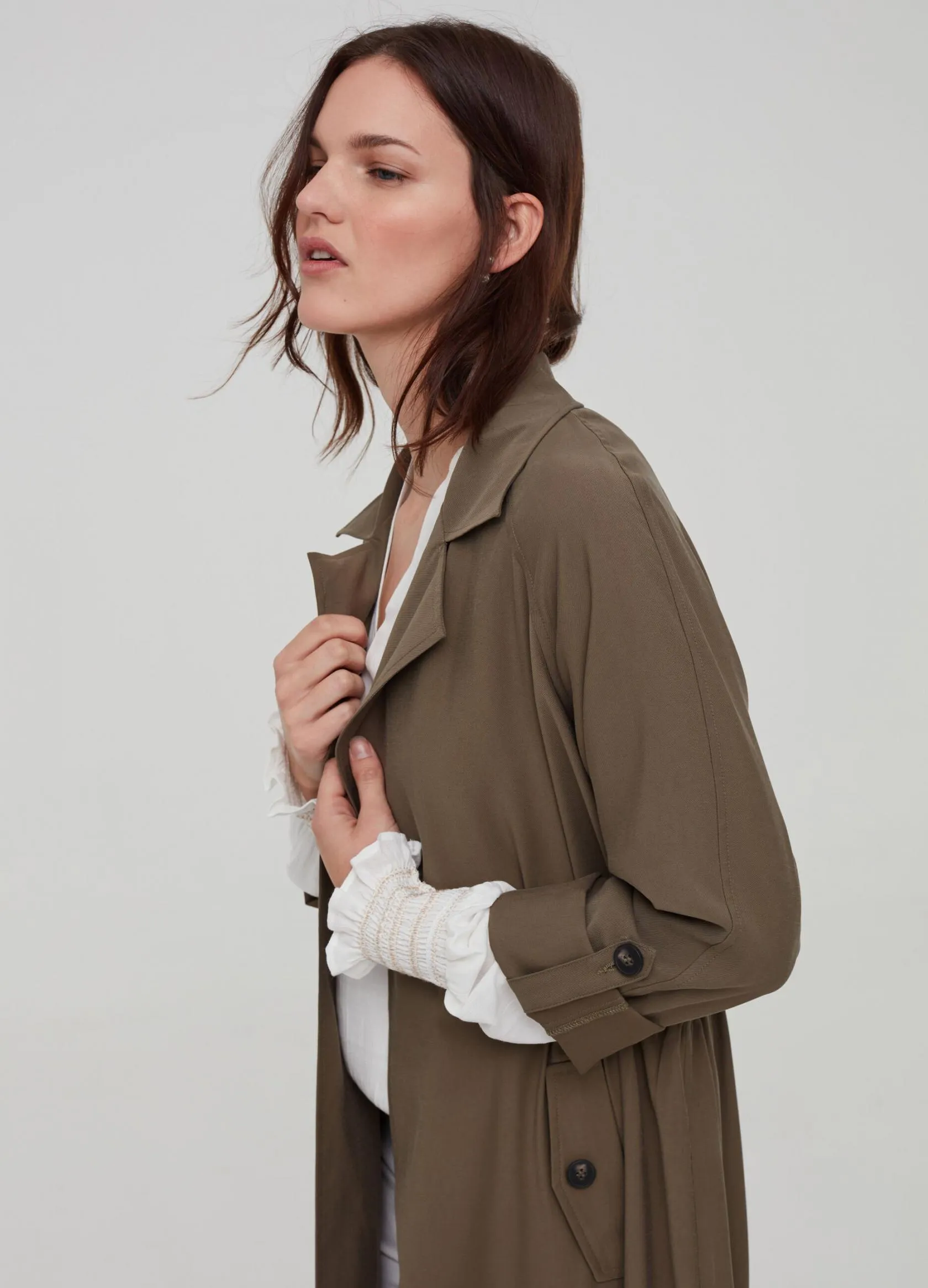 Vestes Femme | Trench coat with lapels and pockets Vert mousse | OVS