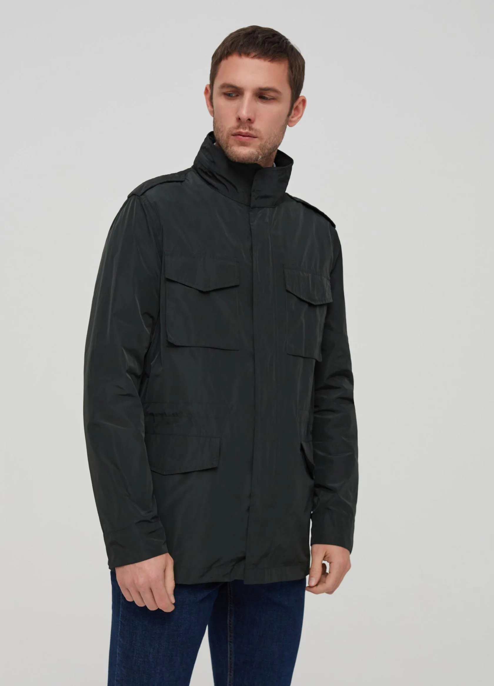 Vestes Homme | Jacket with high neck and pockets Vert foncé | OVS